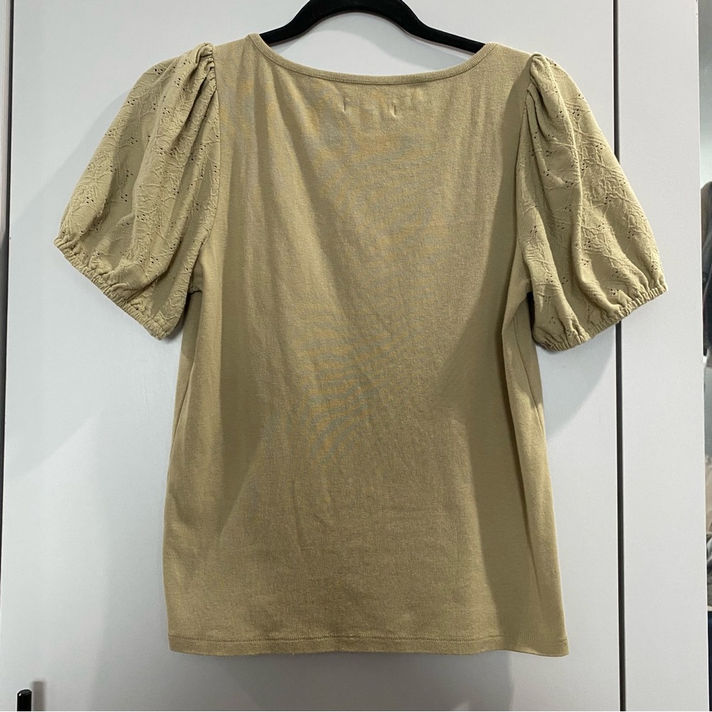Madewell Eyelet Sleeve Blouse Green Small - Picture 5 of 5